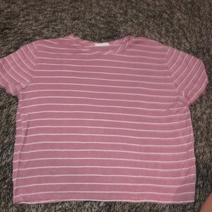 Pink striped crop top shirt